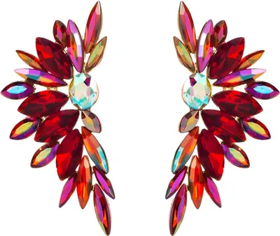 Image de Boucles doreilles WI-38842 - Élégance Rouge et Or avec Cristaux Baroques KP38842