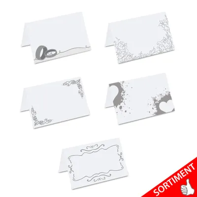 Produktbild von PRICARO Tischkarten "Ringe", Silber, 50 Stück