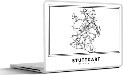 Produktbild von MuchoWow® Laptop Aufkleber Sticker Cover Stadtplan - Deutschland - Schwarz und weiß - Stuttgart - Karte 36.5x27.5 cm - Laptop-Sticker