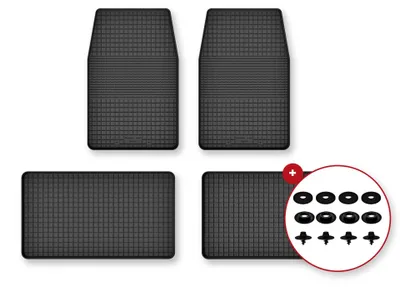 Image de Tapis de sol en caoutchouc pour Land Rover Discovery I 1989-1998 – 4 pièces, noirs, semi-universel, adapté