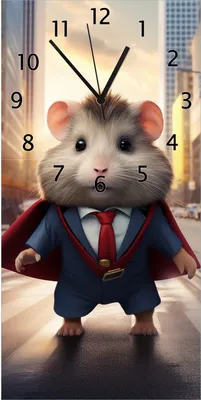 Produktbild von Wallario Design Wanduhr bedruckt, Größe 30 x 60 cm, Motiv: Super-Hamster