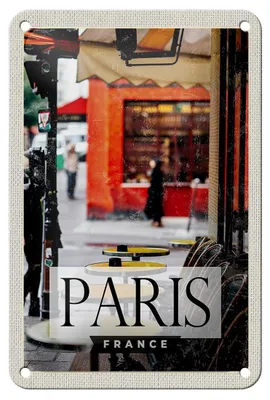 Produktbild von Blechschild Reise 12x18cm Paris France Reisziel Stadt Cafe Schild