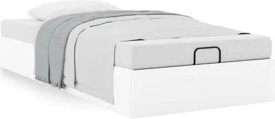 Image de Cadre de lit ottoman sans matelas blanc 80x200 cm similicuir
