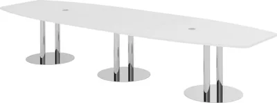 Produktbild von bümö Konferenztisch groß KT40 - Nachbildung: Weiß, tischfuss: Chromsäulen