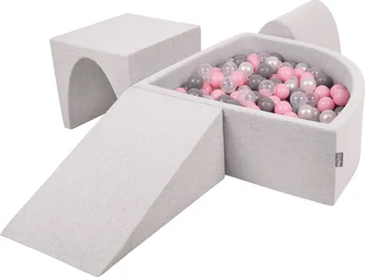 Produktbild von KiddyMoon Spielplatz Aus Schaumstoff Mit 300 Bälle 7cm Hindernisläufen Version 2 Viertel Eckig Bällebad Mit Bunten Bällen Für Babys Und Kinder