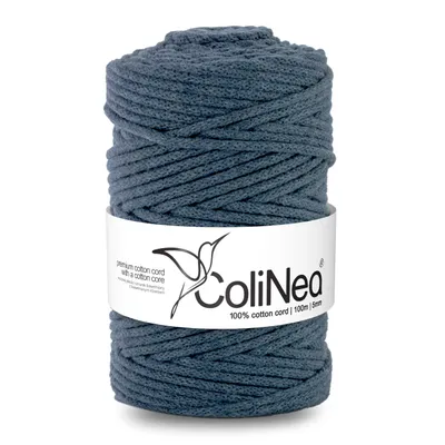 Immagine prodotto di ColiNea, cordoncino in cotone con anima in cotone, intrecciato, 5mm, 100m, denim chiaro