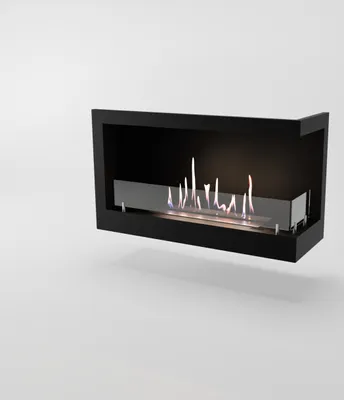 Produktbild von GLOW FIRE Ethanol Kamin Einsatz 'Corner ' | Ethanolkamineinsatz mit 3 Std. Brenndauer und 2 KW Heizleistung | BxHxT: 81x46x30 cm