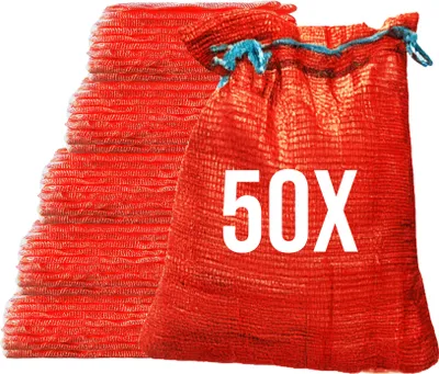 Immagine prodotto di Bazko 50 pezzi sacchi Raschel 50x80cm 30kg | rosso | sacchi a rete con coulisse sacco per patate sacco per cipolle sacco per legna da ardere sacco per legna da ardere