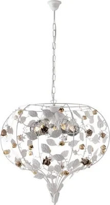 Immagine prodotto di Bella Lampadario in ferro laccato bianco shabby 5 luci 125 Ø68 BL196-5-BCO