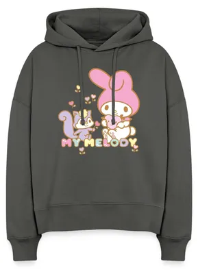 Produktbild von Spreadshirt My Melody Pflückt Mit Risu Frauen Boxy Organic Hoodie, S, Anthrazit
