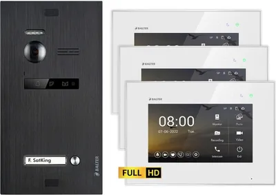 Produktbild von BALTER EVO HD Unterputz Schwarz 2-Draht 3x 7" Weiß Video Türsprechanlage Set für 1 Familienhaus