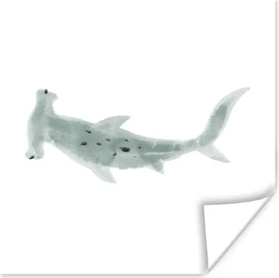 Produktbild von MuchoWow® Poster Hai - Fisch - Grau - Aquarell 30x30 cm - Wandposter - Printing