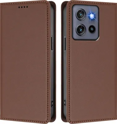 Produktbild von Handyhülle für Motorola Edge 60 Neo/Edge 50 Neo, Kunstleder Klapphülle Stoßfeste Magnetische Hülle mit Ständer Braun