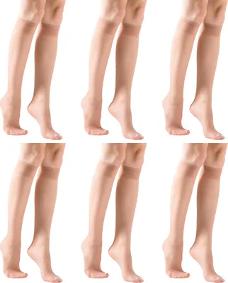 Produktbild von 6 Paar Damen-Kniestrümpfe, Nude Pop-Socken, atmungsaktive weiche Nylonsocken, druckfreie Damensocken (Einheitsgröße)
