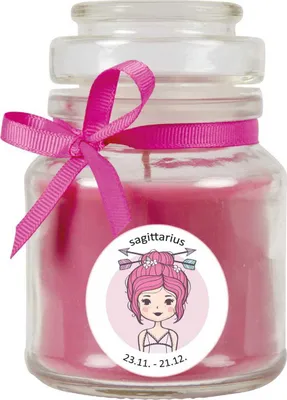 Produktbild von HS Candle "Sternzeichen" Duftkerze Lavendel im Bonbonglas ( Schütze ) - viele Motive zur Auswahl, 120g - Brenndauer bis zu 30 Std - Sagittarius
