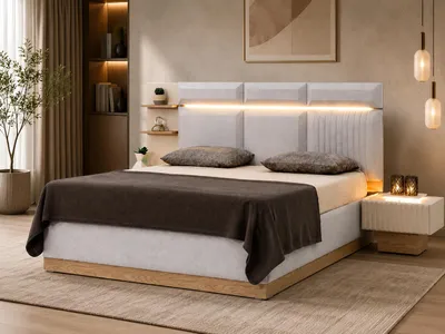 Immagine prodotto di Set completo per camera da letto di design, composto da: letto e 2 comodini. Set da 2 pezzi