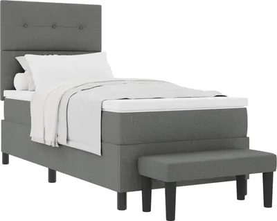 Obrázek produktu pro vidaXL Postel se skříňovou pružinou a čelem tmavě šedá 90 x 190 cm látka