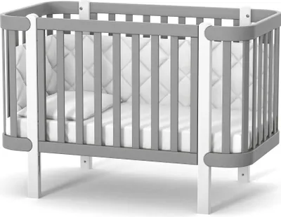Produktbild von Veres Monaco Babybett / Gitterbett (120x60 cm) - Premium Luxus Kollektion, sicher & multifunktional - Graphit Weiß