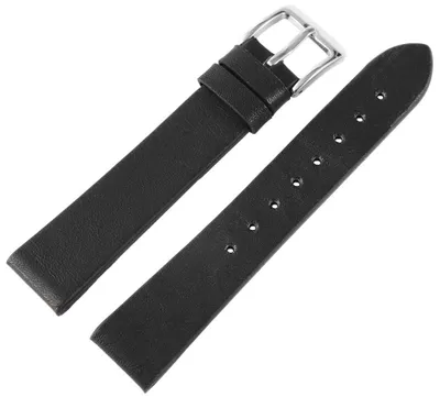 Produktbild von Basic Echtleder Armband in schwarz, glatt, flach, 18 mm