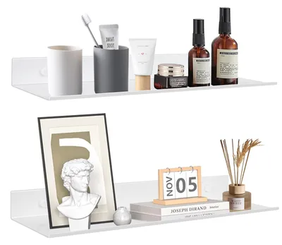 Produktbild von Aluminium-Wandregal, 2 Stück, 30 cm schwebendes Regal, weiß, schwebendes Regal, Hängeregal, Bücherregal, Fotoregal, Küchenregal, Hängeregal für Wohnzimmer, Küche, Büro, Badezimmer