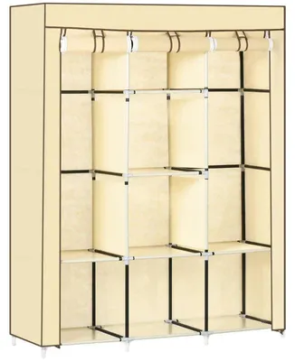 Obrázek produktu pro Šatní skříň – 2 tyče, 8 polic | Barva: Béžová | Rozměry: 125 x 43 x 162,5 cm