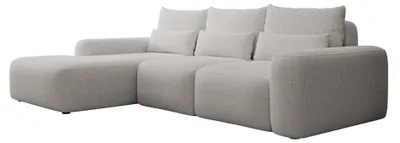 Image de Selsey Carnos - Canapé d'angle avec fonction sommeil, coussin lombaire, chenille hydrofuge, gris, gauche