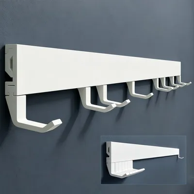 Produktbild von doporro Wandgarderobe aus Aluminium mit verschiebbaren Garderobenhaken, Garderobenleiste mit Kleiderhaken für Flur, Bad, 80 cm, Matt weiß, Stalo10