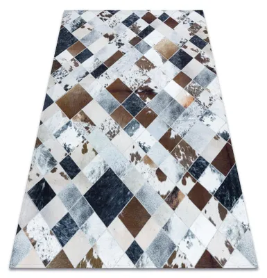Image de Tapis PATCHWORK 21720 beige / marron - Peau de vache, Diamants multicolore 160x230 cm