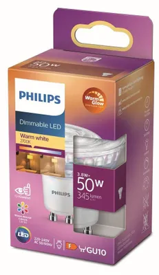 Produktbild von Philips Warm Glow LED Spot Light – GU10 – 3.8W – 345 Lumen – Dimmable – 2200K to 2700K