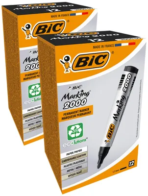 Produktbild von BIC Marking 2000 Permanent Marker in Schwarz - Strichstärke 1,7 mm, 2 x 12er Pack