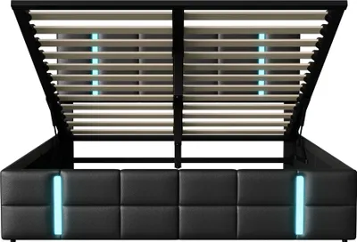 Produktbild von Polsterbett 160x200cm mit Ladefunktion (USB&Typ-c), Schubladen, Jugendbett Doppelbett mit Lattenrost und Stauraum, Stauraumbett mit LED, PU