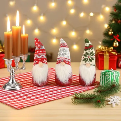 3 Plüsch-Kabouterfiguren, 19 cm, Weihnachtsdeko