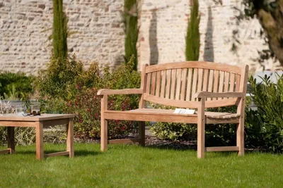 Image de FUN - Banc de jardin ovale en bois Teck