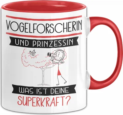 Produktbild von Vogelforscherin Und Prinzessin Tasse Geschenk Für Eine Vogelforscherin Geburtstag Was Ist Deine Superkraft (Rot)
