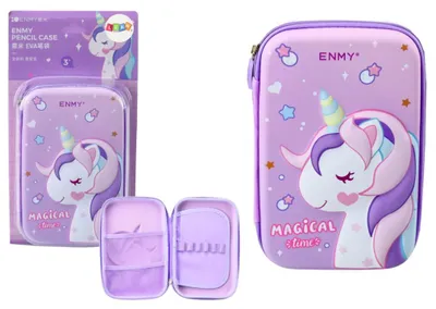 Zdjęcie produktu dla Piórnik rzkładany z jednorożcem fioletowy 23x15cm