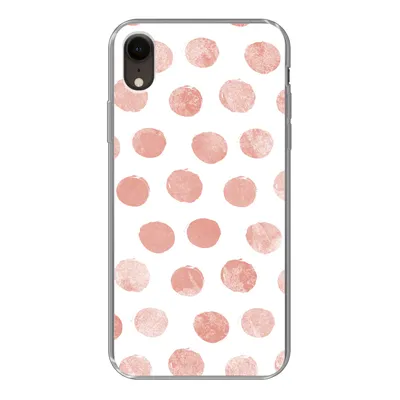 Produktbild von MuchoWow® Handyhülle Schutzhülle Hülle für iPhone XR Polka dots - Rosa - Weiß Silikon Softcase Handy Hülle - Schutzdeckel