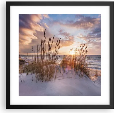 Produktbild von Gerahmtes Poster - Schwarzer Rahmen - Westen auf der Strand - 40x40 cm - Wand Bild - Wanddeko - Wandbilder - Kunstposter - Wandposter - Bilderrahmen - Bilder - Kunstdruck - P2BAC40x40-4710