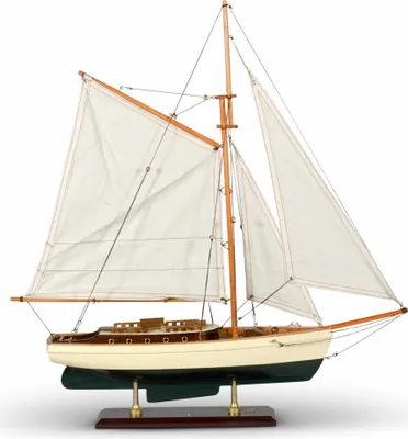 Image de Authentic Models Modèle de bateau 1930 Classic Yacht Small, décoration de bureau, bois, coton, AS134