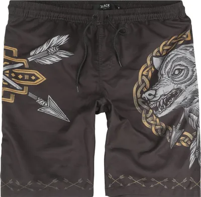 Produktbild von Black Premium by EMP Herren braune Badeshorts mit Wolf-Print L