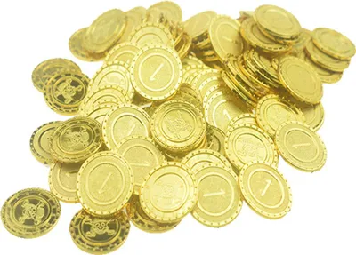 Produktbild von 100 Stück Goldmünzen Plastikspiel Schatz Halloween Party Requisiten
