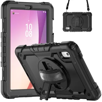 Imagen del producto de Funda 4 en 1 con correa para transporte, compatible con Lenovo Tab M9 TB-310FU de 2023, de 9 pulgadas, funda protectora para exteriores y con soporte