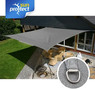 Produktbild von sunprotect 83226 Professional Sonnensegel 5 x 5 m Quadrat wind- & wasserdurchlässig, grausilber