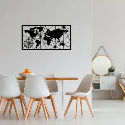Obrázok produktu pre Wallity, Mapa sveta Small 2, dekorácia na stenu, čierna, kov, 80 x 40 cm