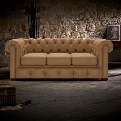 Produktbild von Chesterfield 3 Sitzer Polster Couch Antik Stil Leder Sofa Couchen