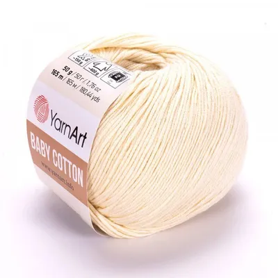 Produktbild von YarnArt Baby Baumwolle 402 Ecru – Weiches Baumwollgarn für Babykleidung & Amigurumi, 50g – Atmungsaktiv & Hautfreundlich