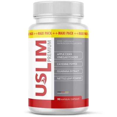 Produktbild von USLIM Premium Kapseln | mit Apfelessig und Pflanzenextrakten | in der großen Maxi-Dose | Inhalt 90 Kapseln