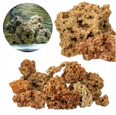 Produktbild von Aquarium Steine Kalkstein Mix 24 kg, naturbelassen, gelb bis rot, für Malawi- und Tanganjika-Aquarium, als Deko und Bodengrund