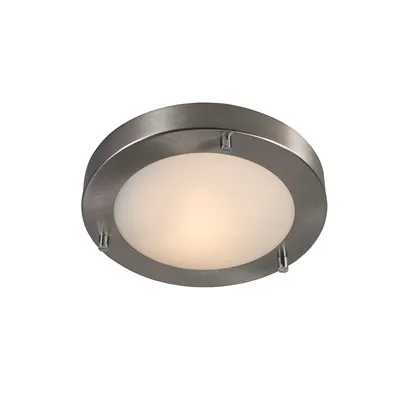Produktbild von QAZQA - Design Moderne Bad I Badezimmer Außen Deckenleuchte I Deckenlampe I Lampe I Leuchte Stahl I Silber I nickel matt IP44 - Yuma 18 I Außenbeleuchtung I Wohnzimmer I Schlafzimmer - Stahl Rund - LE