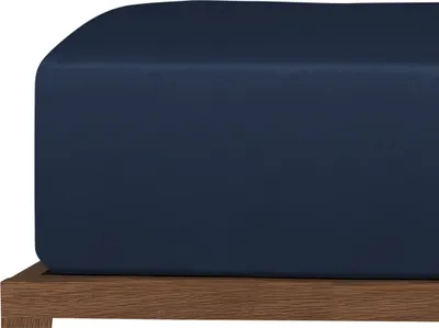 Produktbild von uncover by SCHIESSER Edeljersey Spannbettlaken New Jersey | 100% Baumwolle | Matratzenhöhe bis 20cm | 180x200cm | Dunkelblau