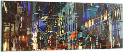 Produktbild von Bilder auf glas - Stadt Nacht Straße - 140x50cm - Glasbilder - Wandbilder - Kunstdruck - zum Aufhängen bereit - Wanddekoration aus Glas - Glas Bilder - Wandbild auf Glas - Einteilig - GAB140x50-3787